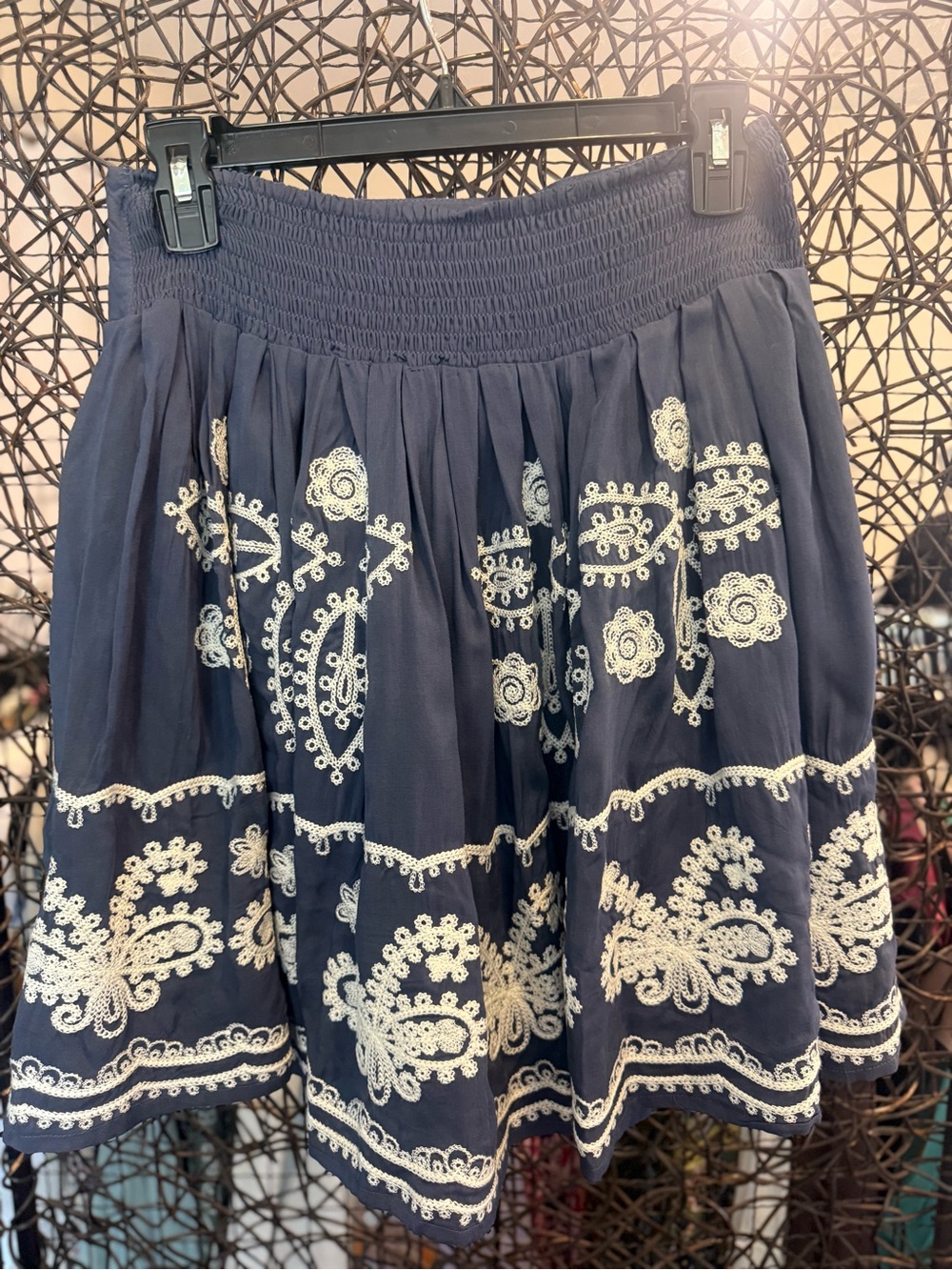 Navy Embroidered Circle Skirt with Embroidered Detail (0016) - Picture 3 of 5